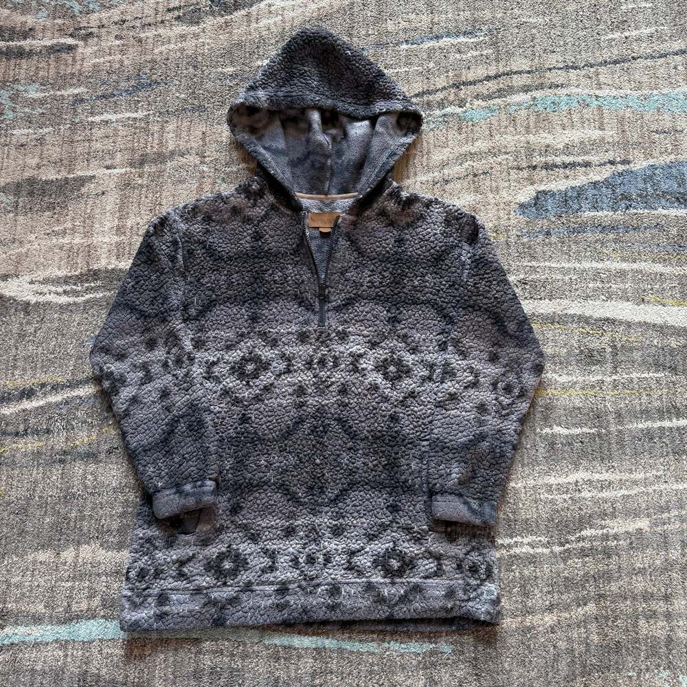 Women's Koolaburr x Ugg Black Gray Aztec Sherpa Hoodie Pullover Jacket Sz Small